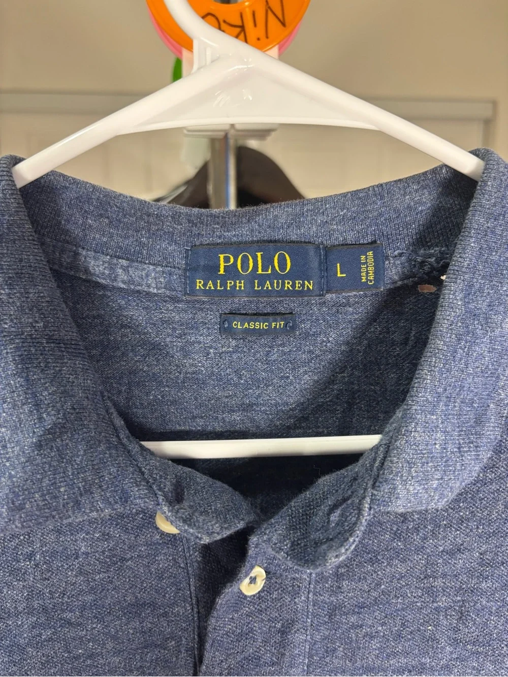 Ralph Lauren Men's Heathered Blue Polo with Red Pony